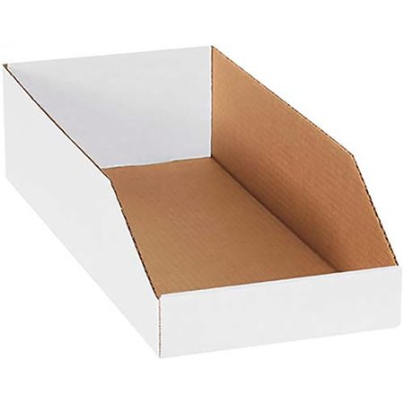 BOX PACKAGING Corrugated Storage Bin, 200#/Ect-32-B Corrugated, 8 in W, White BSBINBWZ818